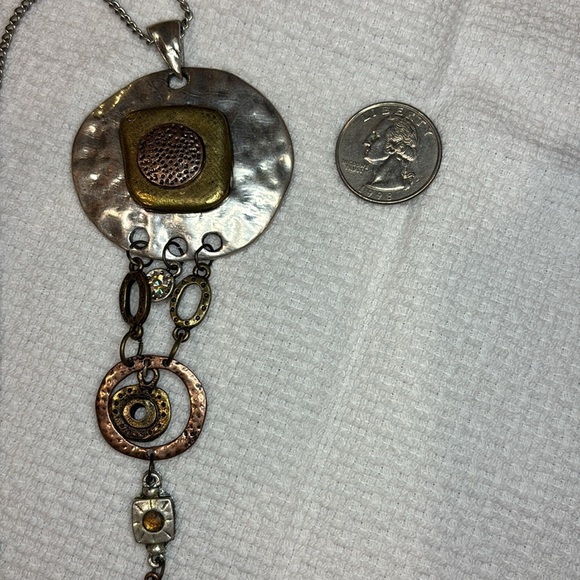 Mixed Metal Statement Necklace Pendant - Picture 3 of 3